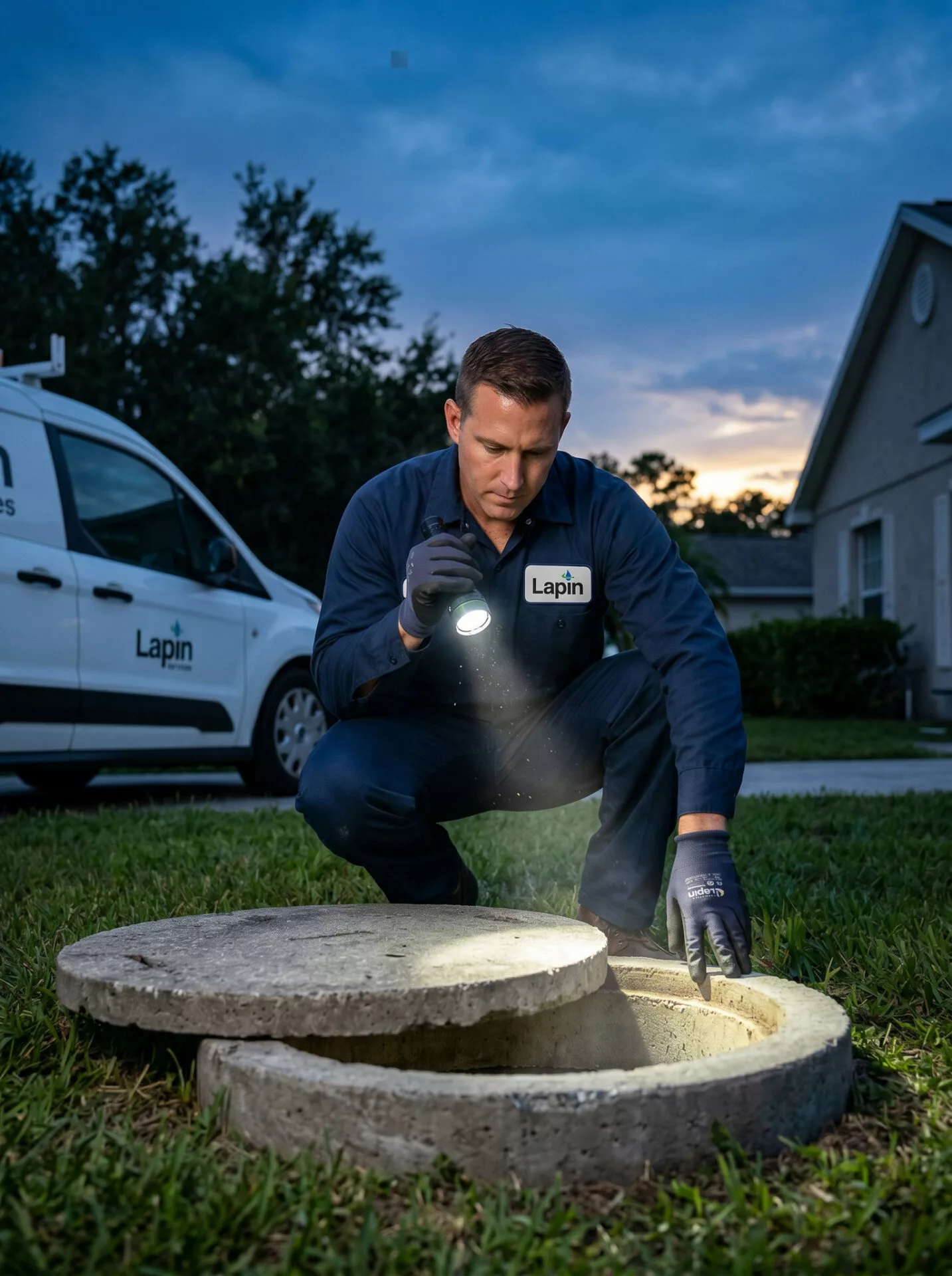 Lapin Services emergency septic specialist working on-site