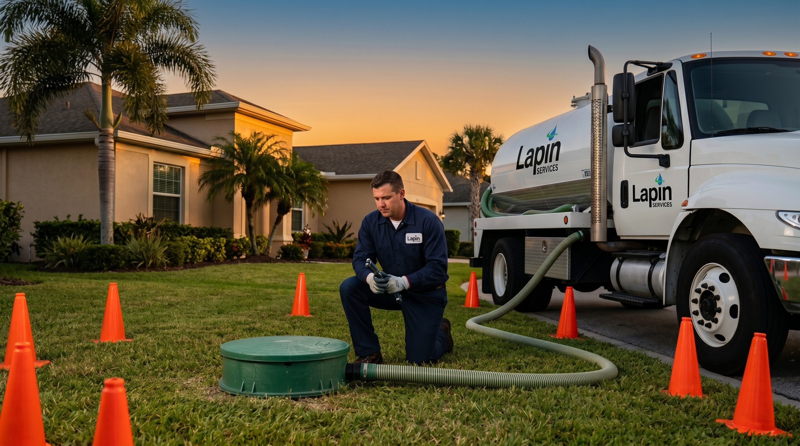 Lapin Services crew and equipment for emergency septic