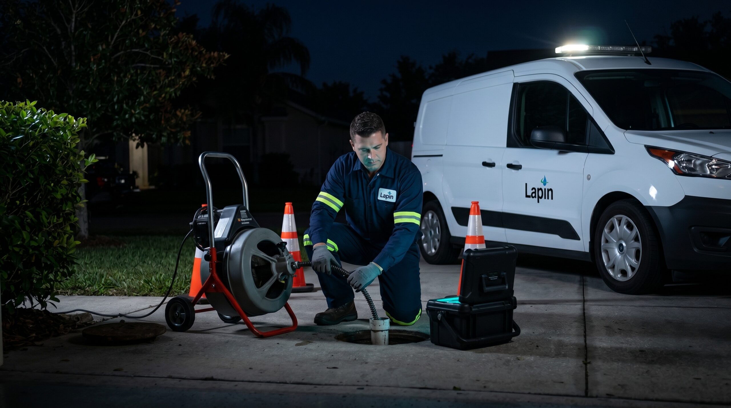 Lapin Services crew and equipment for emergency sewer