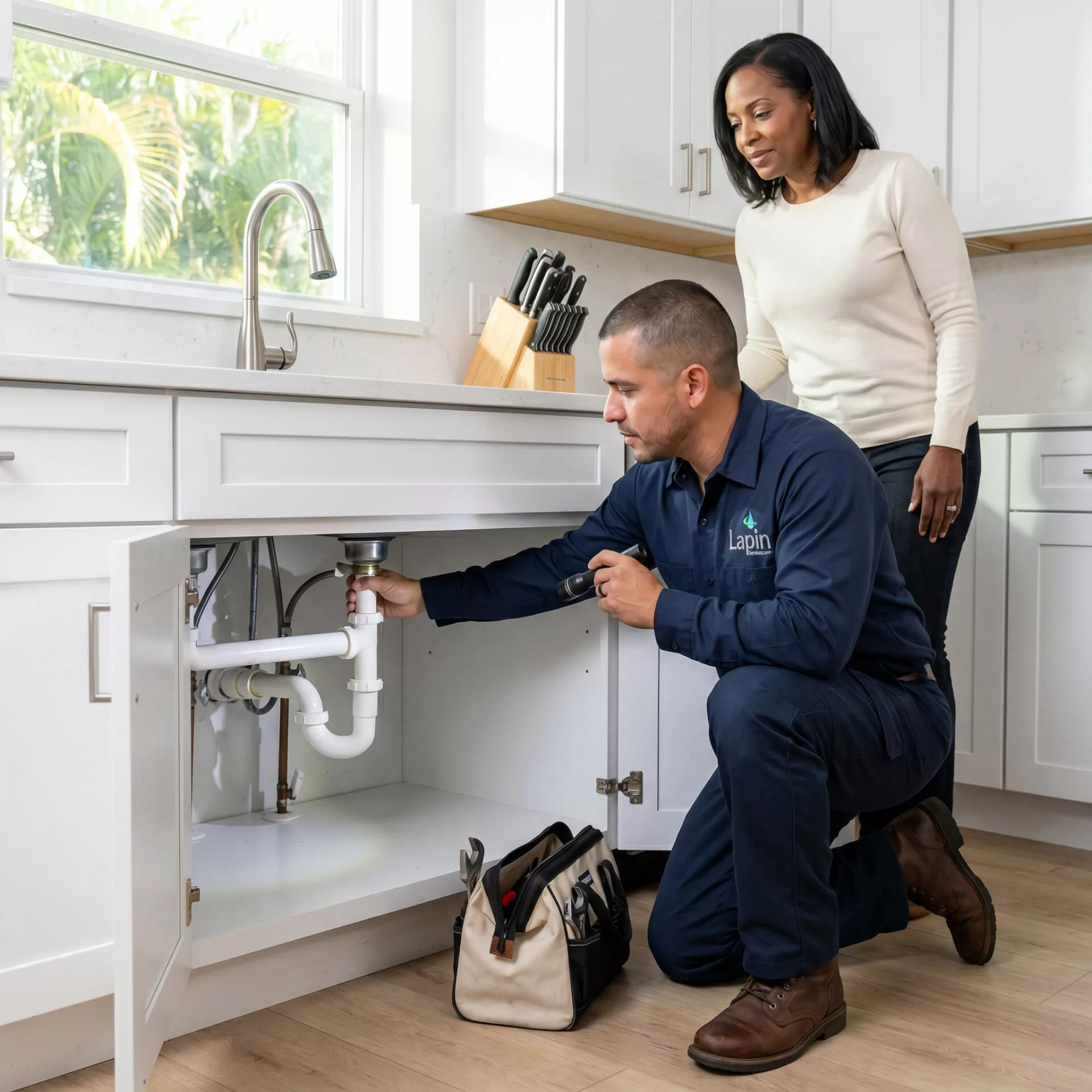 Lapin Services plumbing specialist working on-site