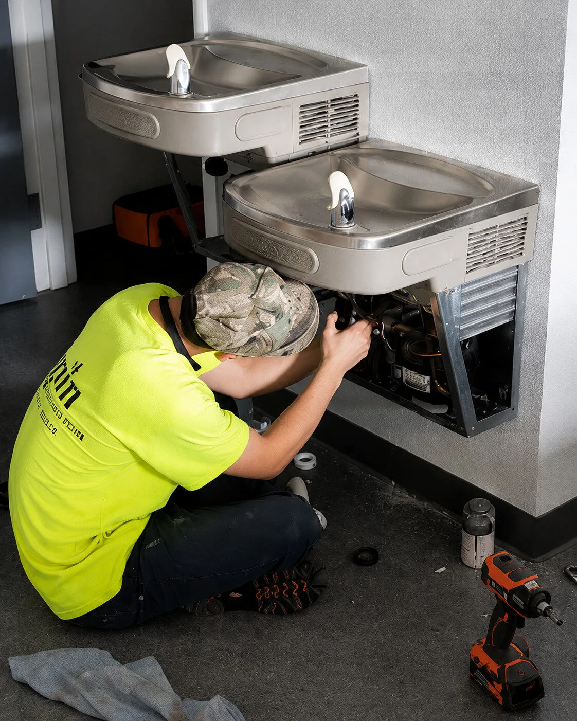 Lapin Services drain inspection equipment arranged for a slow drain diagnosis